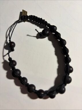 Black Beaded Macramé Bracelet from Brazil